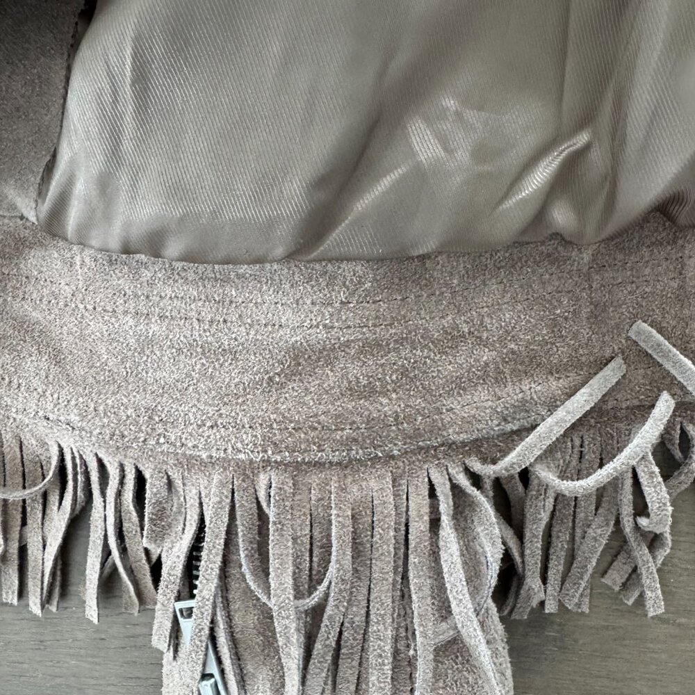 MNG Mango Suede Fringe Boho Western Jacket - Picture 9 of 12